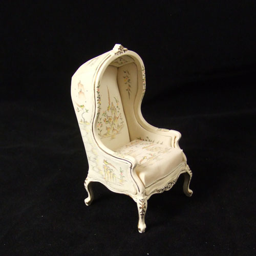 CA099-03 - White Louis XV Canopy Chair - 1" scale